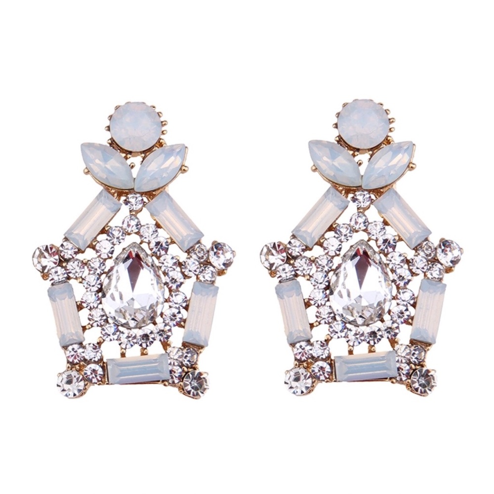 Crystal White Statement Earrings